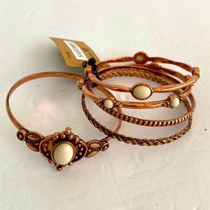 Copper color 5 separate bangles with faux stones NEW